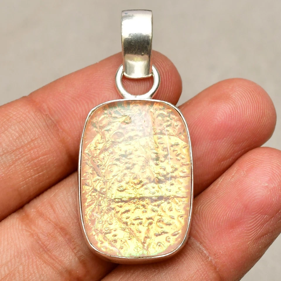 Ciondolo gioiello in argento sterling 925 fatto a mano con pietra preziosa op... - Immagine 3 di 4