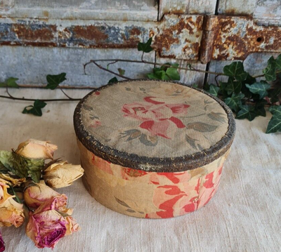 Ancienne Boîte à Couture En Tissu Shabby Chic Fleurs - Vintage, Rangement Déco