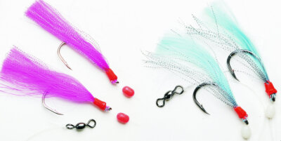 FLADEN Feathers Meeresvorfach, Pink oder Blau Großdorsch Haken 8/0 Dorschvorfach
