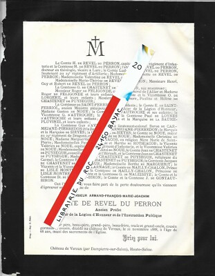 FAIRE PART DECES + Armand François Marie Joachim Graf von REVEL du PERRON + 1888