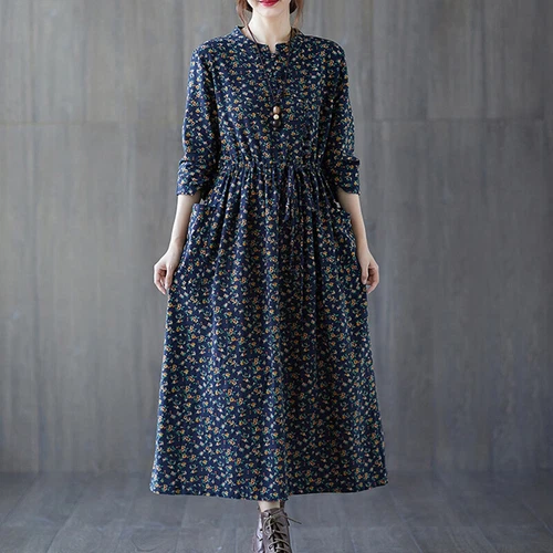 Ladies Long Dress Crew Neck Maxi Dresses Women Kaftan Holiday Sleeve Baggy Loose - Picture 4 of 47
