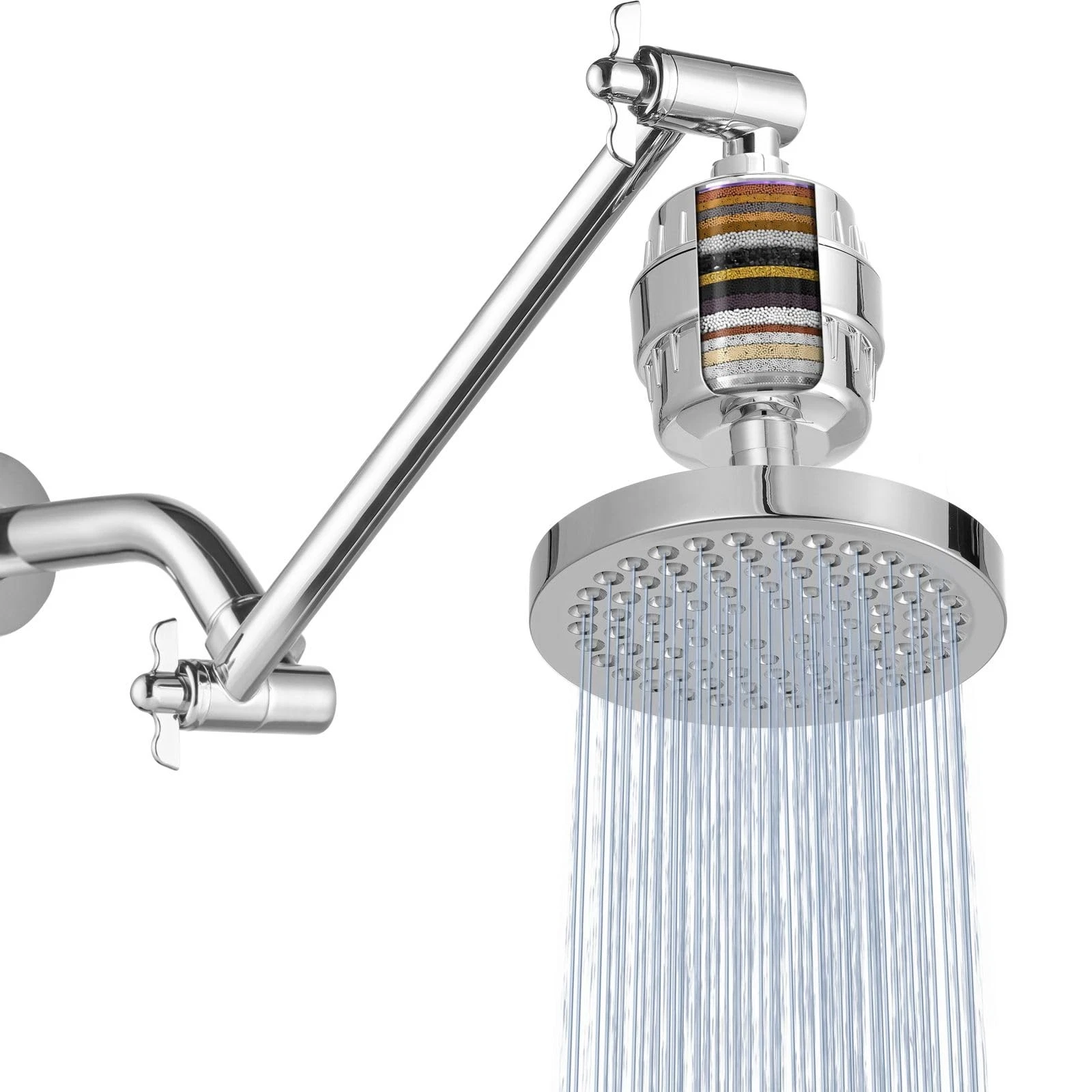 Filtered Shower Head with Extension Arm, High Pressure Rain Showerhead Filter...