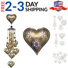 Garden Loving Heart Wind Chimes Outdoor Indoor Decor - with 4 Tubes 6 Bells 7...