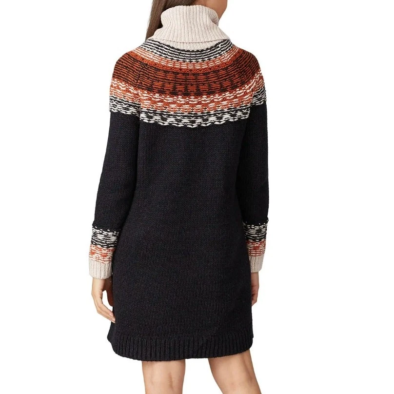 Mini Vestido Suéter Madewell Negro Fair Isle XS Cuello Alto Algodón Diseñador $138 Foto 3 de 4