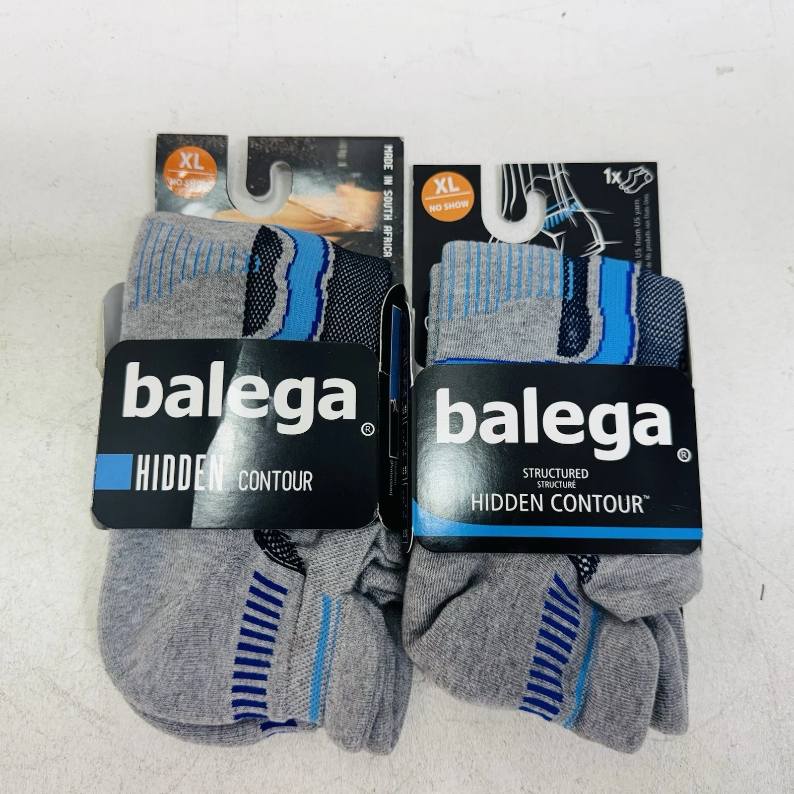 2 Pack - BALEGA HIDDEN CONTOUR NO SHOW SOCKS - Midgrey / Ink - XL MEN'S 12-14