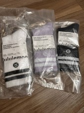 NEW Lululemon Unisex Daily Essential Crew Socks Set Of 3 Stripe Size Medium