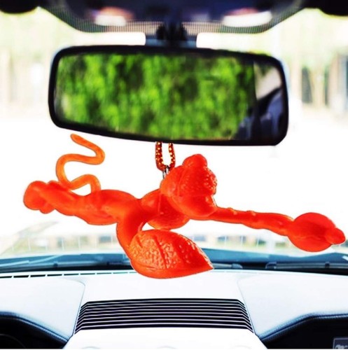Flying Lord Hanuman Hanging Idol For Car Orange Hindu God for Power & Protection - Picture 3 of 5
