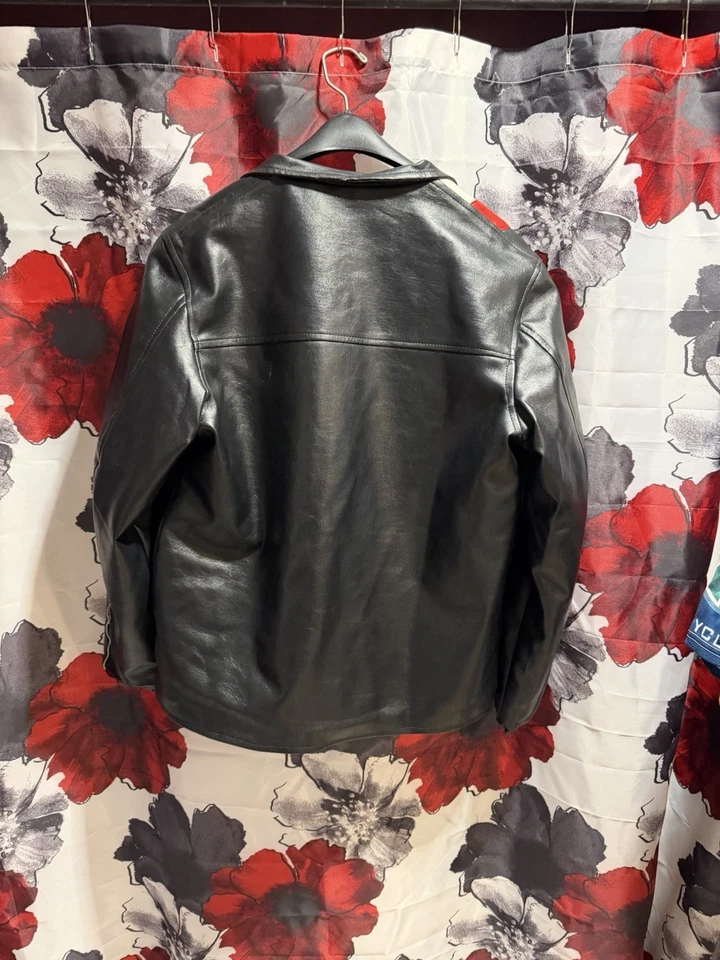 Jaqueta de Moto Vintage Park Ave Couro M Fabricada no Japão Listra Preta de Corrida - Imagem 3 de 3