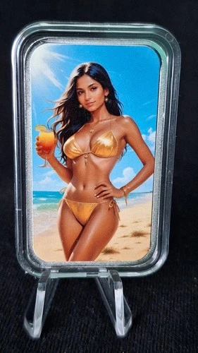 Bullion Baddies 1 oz silver bar "Solar Sienna" Sexy and Nice W/COA