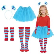 Costumes for Women, Blue Tutu Skirt, Ponytail Headband, S 7-11 years ,