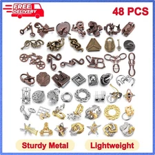 Yilloog 48 PCS 3D Metal Puzzles Difficult Metal Brain Assortment for Adults Game
