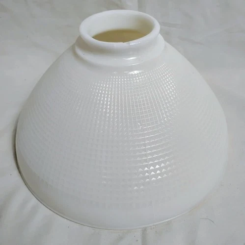 Vtg White Milk Glass Lamp Shade Torchiere Waffle 10" Opening 2.75 Fitter Corning