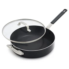 Bobby Flay 4.5QT Ceramic Nonstick Aluminum Saute Pan w/ Lid Black New