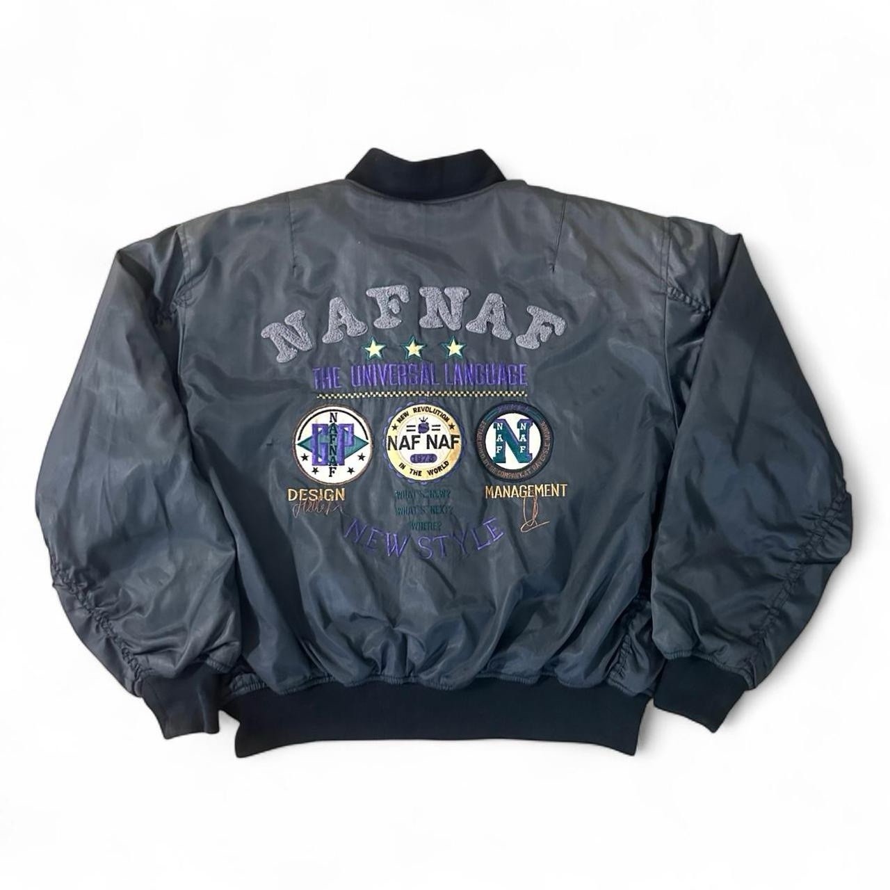 NAF NAF Embroidered Bomber Jacket Y2K Archive Back Graphic Mens Large