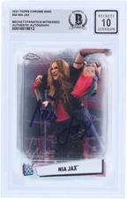 Nia Jax WWE Signed 2021 Topps Chrome #34 Beckett Fanatics Witnessed 10 Card