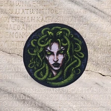 Medusa W/Snakes Patch iron-on Applique, Gorgon Greek Myth, Gothic, Biker