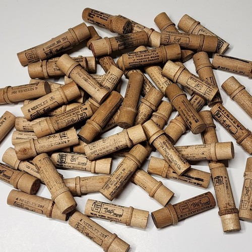 5 antique wood sewing needle cases wooden tubes with lids needle