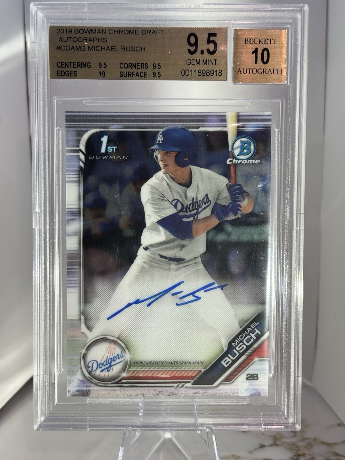 2019 Bowman Chrome Draft Auto Michael Busch #CDA-MB BGS 9.5 Auto 10
