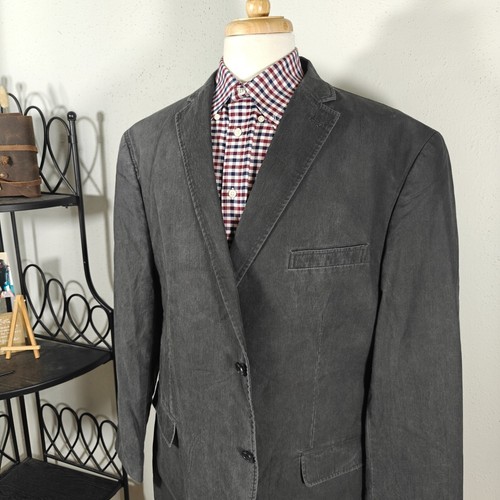 Pronto Uomo BLUE Men's Sport Coat Blazer Two Button Gray Cotton Nylon XXL - Picture 5 of 13