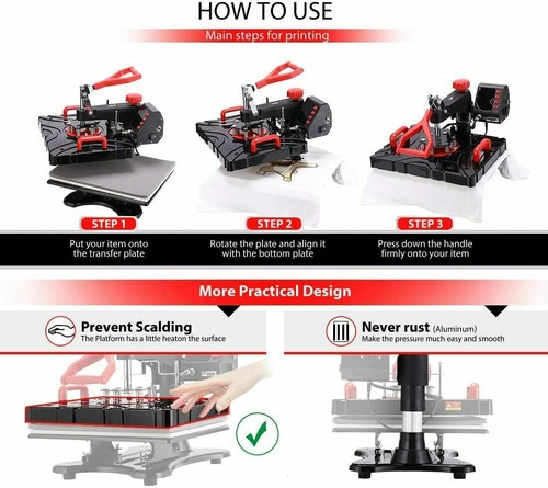 15x12" Swing Away Heat Press Machine Digital Transfer T-Shirt Mug Hat ETL Listed - Bild 6 von 6