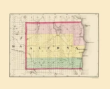 Historic County Map - Alcona County Michigan - Walling 1873 - 23 x 28.30