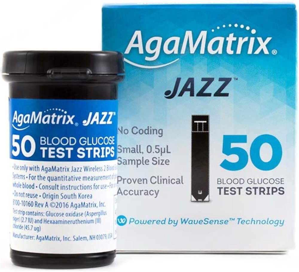 AgaMatrix WaveSense Jazz Blood Glucose Test Strips (50) diabetics exp