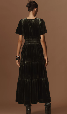 Alexis Rose Holding Horses Velvet Dress Anthropologie The Somerset Maxi Dress: Velvet Edition Color DARK GREEN Alexis Rose Holding Horses Velvet Dress Anthropologie The Somerset Maxi Dress: Velvet Edition Color DARK GREEN