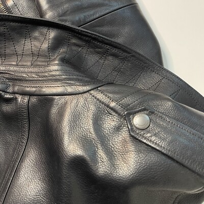 BURBERRY BRIT MEN Black Leather Biker Riding Moto Jacket Sz S