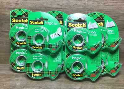 Lot of 5 Scotch Magic Tape Dispensers 2-Roll Pack 33.3YD Matte Finish