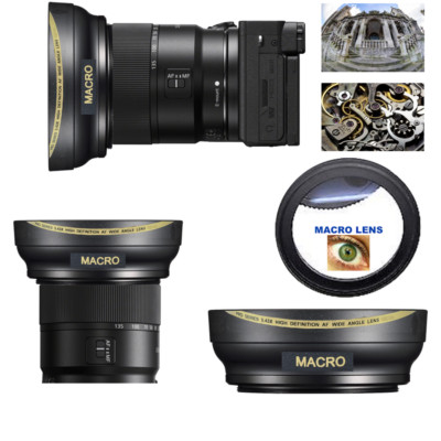 HD4 ULTRA WIDE ANGLE  LENS + MACRO LENS FOR Sony Alpha a6400 with 18-135mm Lens