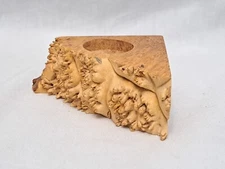 Charles Elkan Handcrafted Natural Live Edge Burl Wood Art Piece Rustic Tea Light
