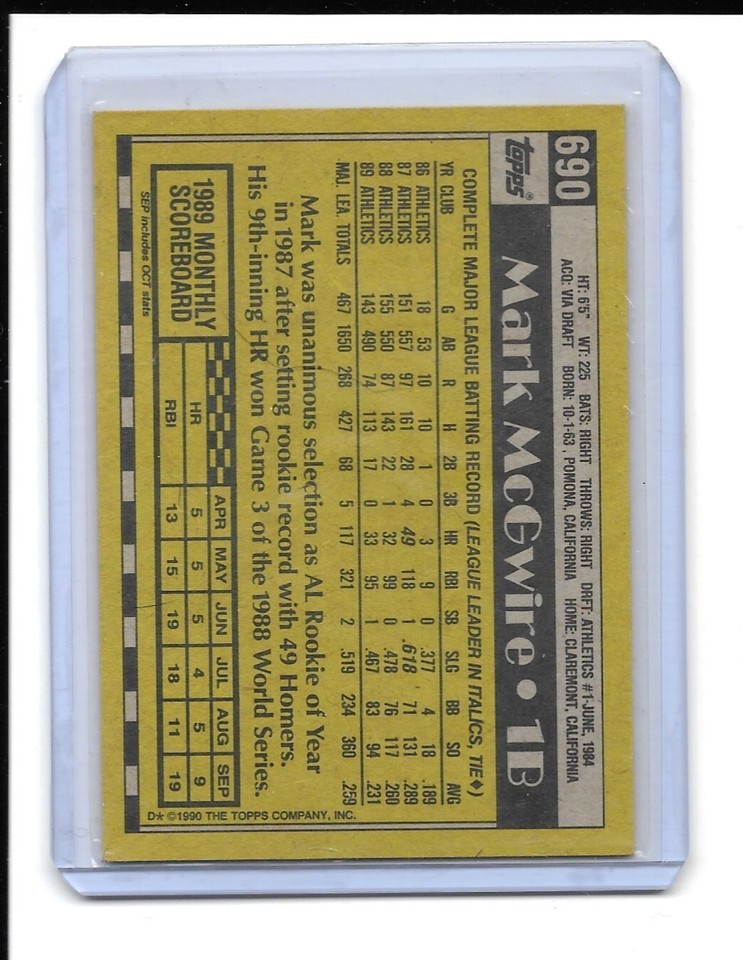 1990 Topps 690 Mark McGwire Auto eBay