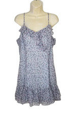 Lulus Women Large Light Blue Sing Sweetly Mini Dress Floral Ruffle Tiered Hem