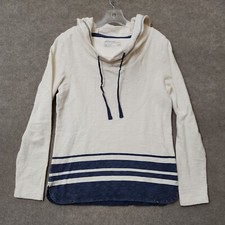 Eddie Bauer Womens M Pullover Hooded Long Sleeve Sweatshirt Ivory French Terry