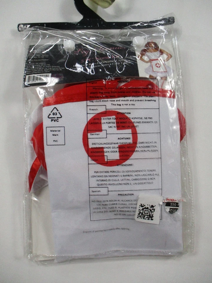 Kit de Enfermera Mujer Disfraz Talla Única 3 Piezas Conjunto Sombrero Cuello Delantal Sexy Médico Nuevo Foto 4 de 4