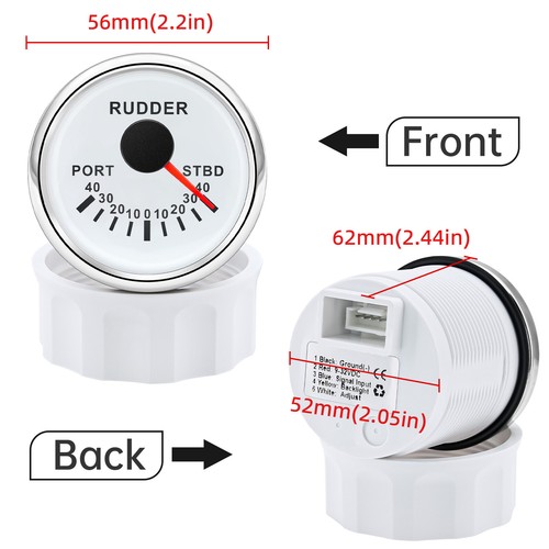 2" 52MM Rudder Angle Indicator with Sender 0-190 ohms For Car Marine Boat 9-32V - Picture 4 of 13