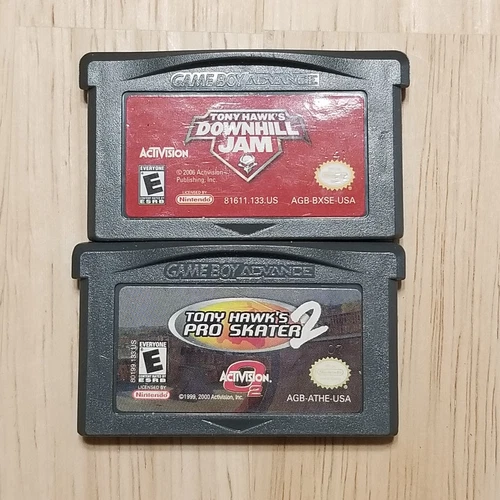 Tony Hawk Pro Skater 2 and Downhill Jame Gameboy Advance GBA Cartridge