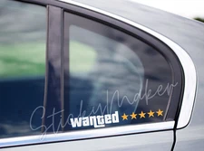 Wanted Level 1-5 Star Vinyl Decal Funny Bumper Sticker