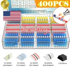 400-50PCS Waterproof Solder Seal Heat Shrink Wire Butt Terminal Connectors Kit
