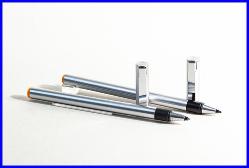 1980s GDR 2 Markant Steel Ballpoint Pens leather case w ARMY logo imprint - Picture 2 of 5