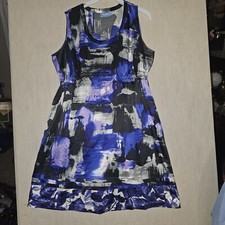 New Wave Abstract Dress Size M-L Purple Black Whimsygoth Electro Artsy