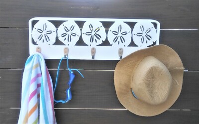 Outdoor PVC Sand Dollar Towel Rack Hooks Hat Pool Rack Beach Shower Decor 