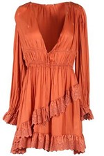 ULLA JOHNSON ORANGE SILK MINI DRESS US 8 UK 12