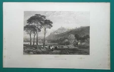 ITALY Trevi - 1833 Antique Print Engraving