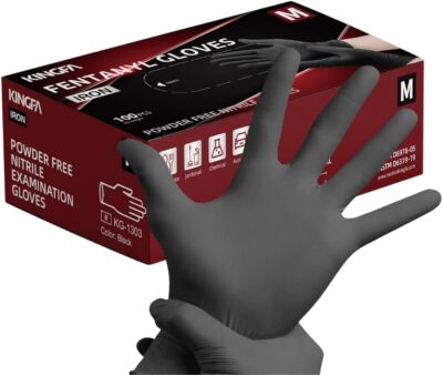 Black Industrial Disposable Nitrile Gloves 4 & 5 Mil Latex & Powder Free