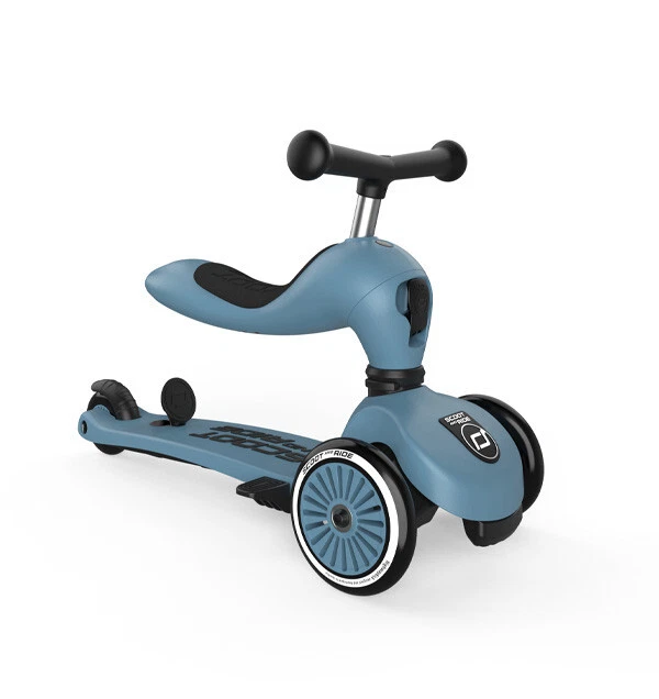Scoot and Ride Highwaykick 1 Push and Go steel blau Roller mit Sitz + Stange NEU - Bild 3 von 4