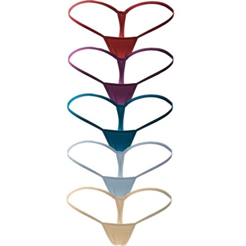 5er Pack Damen Mini Micro Tanga G-Strings Höschen Einfarbig Low Waist Unterwäsche Panty - Bild 9 von 14