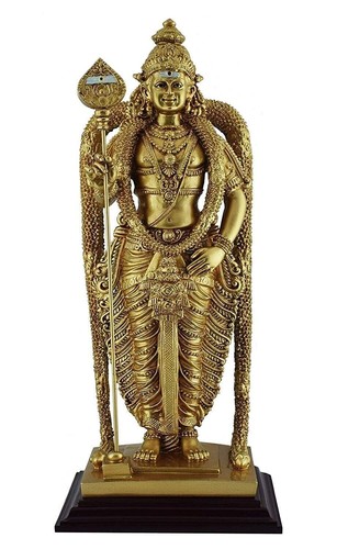 Resin Lord Murugan Swamy Statue For Home/Office/Temple ( 13 cm Height, Golden ) - Picture 2 of 3