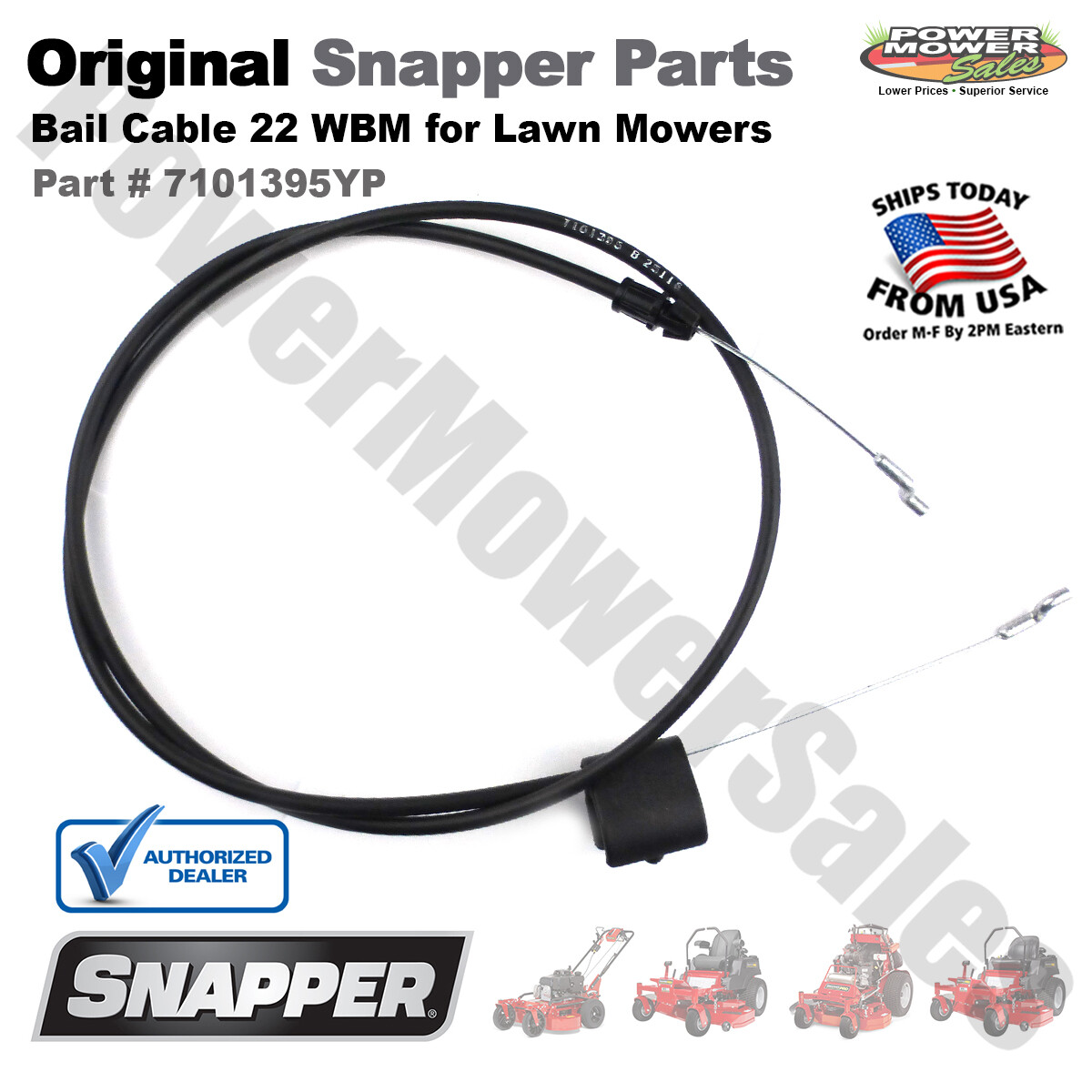 Genuine Snapper OEM Bail Cable 22 WBM for Lawn Mowers 7101395YP