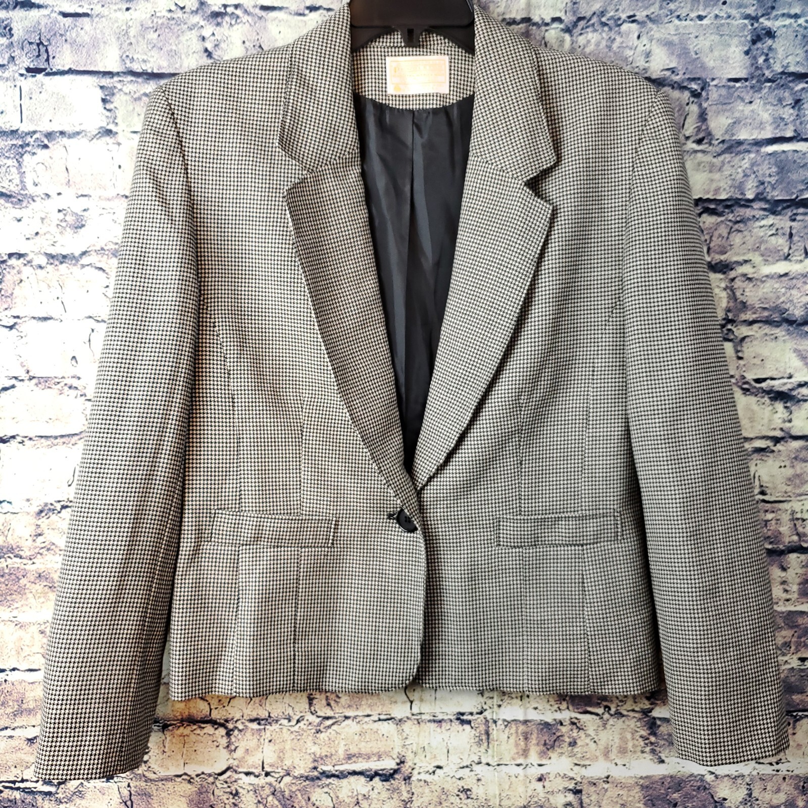 Pendleton Black White Houndstooth Virgin Wool Sin… - image 1